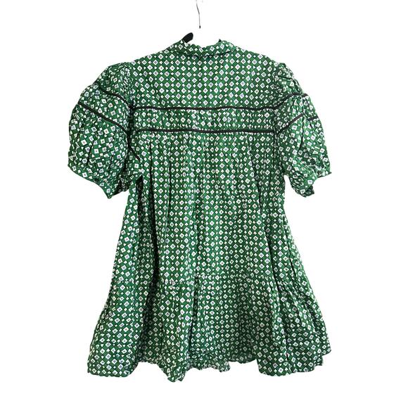 ANTHROPOLOGIE Maeve The Leandra Shirred Yoke Mini Dress Green Motif - Sz 2X NWT - Picture 3 of 6